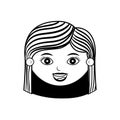 Front face woman silhouette with hair striped