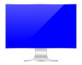 Front of flat monitor blue screen computer, pc display digital wide screen and slim, icon of monitor modern lcd, symbol 3d modern Royalty Free Stock Photo