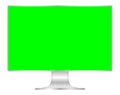 Front of flat monitor green screen computer, pc display digital wide screen and slim, icon of monitor modern lcd, symbol 3d modern