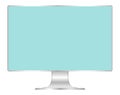 Front of flat monitor light blue screen computer, pc display digital wide screen and slim, icon monitor modern lcd, symbol 3d