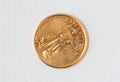 Front of a gold standing liberty United States coin Royalty Free Stock Photo