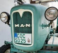 Front Grill and Headlights of an old Tractor made by the Man Company in Germany