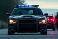 front grill strobes of a police car during a traffic stop Royalty Free Stock Photo