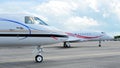 Front of Hawker 4000 and Dassault Falcon 2000LX business jets at Singapore Airshow 2012 Royalty Free Stock Photo