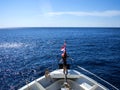 Front head of the boat above the sea with Thai flag Royalty Free Stock Photo