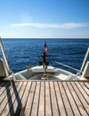 Front head of the boat above the sea with Thai flag Royalty Free Stock Photo