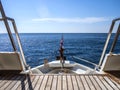 Front head of the boat above the sea with Thai flag Royalty Free Stock Photo