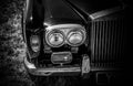 The front headlight of a classic car