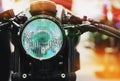 Front headlight of a vintage motorcycle. head lamp motorcycle Royalty Free Stock Photo