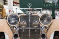 Front and Headlights of Vintage Beige Mercedes