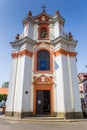 Front of the historic Chram svateho Vaclava church in Litomerice