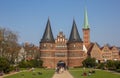 Front of the Holsten gate in Lubeck