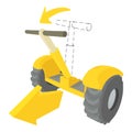 Front inclined segway icon, cartoon style