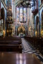Front of a interior gothic church Royalty Free Stock Photo