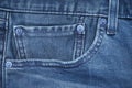 Front jeans pocket, modern jeans close-up