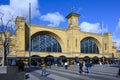 Front of King Cross railway station a London terminus with travellers Royalty Free Stock Photo