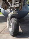 Front landing wheel of a plane Royalty Free Stock Photo