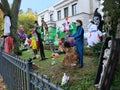 front lawn full of Halloween decorations