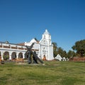 Front lawn of Mission San Luis Rey with religious statues
