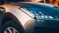 Front LED headlight of a new SUV luxury car. Royalty Free Stock Photo