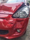 Front left red car accident Royalty Free Stock Photo