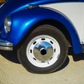 Front Left side view of a vintage Volkswagen VW Beetle in Caesarea beach