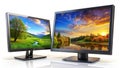 Front Left View of a Modern LandscapeOriented LCD Monitor Studio Shot for Realistic Display Technology Product