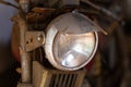 Front lighting of vintage motorcycle , Head lamp Royalty Free Stock Photo