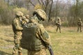 Front Line. Military before attack on battlefield briefing