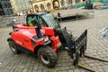 Front loader or forklift Manitou on a stage construction in a old city center. Royalty Free Stock Photo