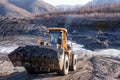 Front Loader in the mountains of Eastern Siberia / Earthworks / Mining Royalty Free Stock Photo