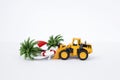 Front Loader Truck Moving Beach Chair And Coconut Tree