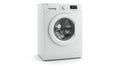 Front-loading washing machine with a sleek white finish. The circular door is Royalty Free Stock Photo