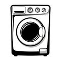 Front-loading washing machine vector illustration in black and white Royalty Free Stock Photo