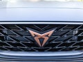 Front logo of a Seat Cupra on a new car