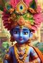 Front look of god krishna on blur background Generative AI