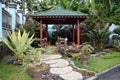 A front look of modern gazebo inside the villa