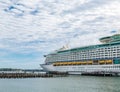 Front of a Massive Cruise Ship Docked in Portland Maine Royalty Free Stock Photo