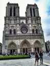 Two womens looking at Notre Dame de Paris