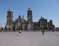 Front of Metropolitan Cathedral building of the Assumption of Mary of Mexico City in Zocalo square Royalty Free Stock Photo