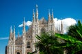 Front of the Milan cathedral gothic architecture outside in Italy