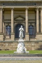 Front of the Museum Wiesbaden, an exhibition house for art and nature in Wiesbaden with statue of Friedrich Schiller