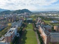 Aerial view of National Taipei University at Sanxia district, New Taipei City, Taiwan.