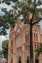 Front of the Notre Dame Cathedral Basilica of Saigon, a popular tourist attraction in Ho Chi Minh City, Vietnam Royalty Free Stock Photo