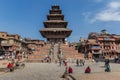 Front of the Nyatapola temple on Durbar Square of Bhaktapur Royalty Free Stock Photo