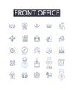 Front office line icons collection. Backstage area, Customer service, Reception desk, Administrative support, Executive