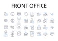Front office line icons collection. Backstage area, Customer service, Reception desk, Administrative support, Executive