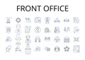 Front office line icons collection. Backstage area, Customer service, Reception desk, Administrative support, Executive