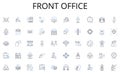 Front office line icons collection. Hacktivism, Encryption, Cyberwarfare, Malware, Cybersecurity, Phishing, Cyber