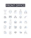 Front office line icons collection. Backstage area, Customer service, Reception desk, Administrative support, Executive